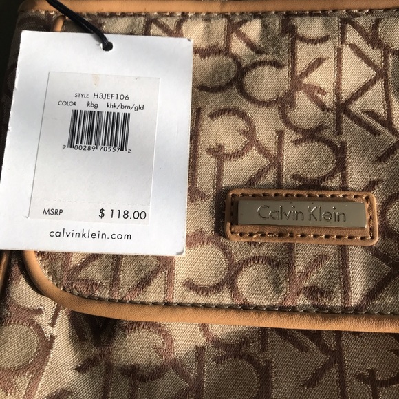 NWT Calvin Klein Crossbody “Brown & Gold” bag - Picture 2 of 4